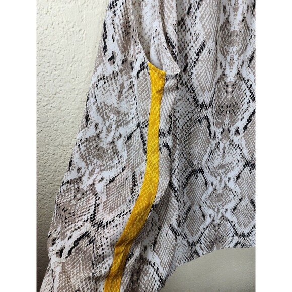 Apt. 9 L Snake Print Halter Mock Neck Top Yellow Side Stripe Sleeveless - Picture 5 of 8